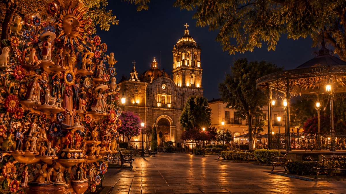 Vista nocturna de Metepec
